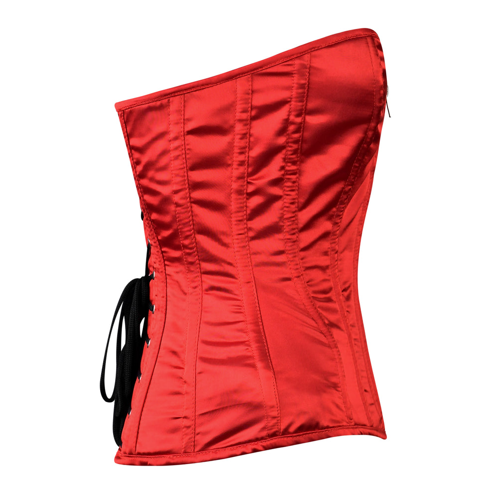 Red Satin Overbust Corset  Waist Training & Body Shaping Corset for Women