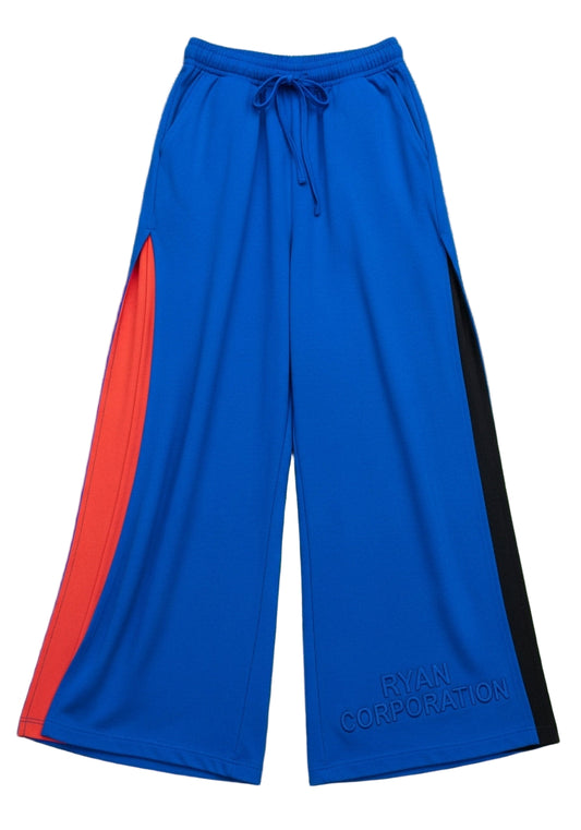 Royal Blue Wide-Leg Pants with Side Cut-Outs