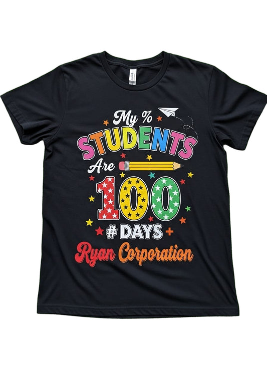 Ryan Corporation “100 Days Smarter” Colorful School Graphic T-Shirt – Black
