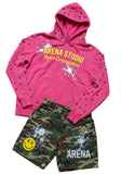 ARENA STUDIO Hoodie & Camo Shorts Set  Pink/Multicolor (Ryan Corporation)
