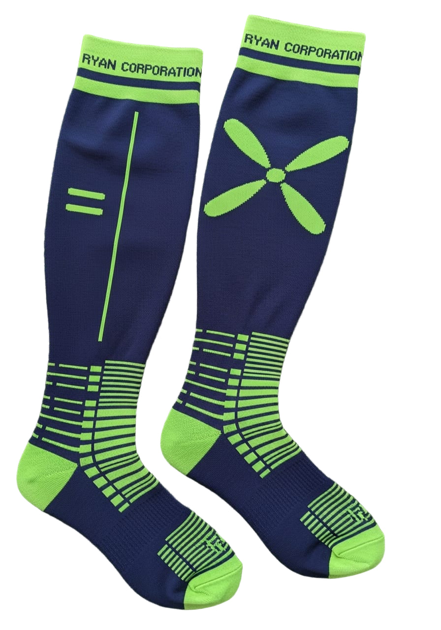 Navy Blue Knee-High Compression Sock with Lime Accents