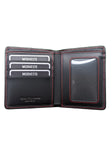 Black Leather Bifold Wallet  Red Stitching
