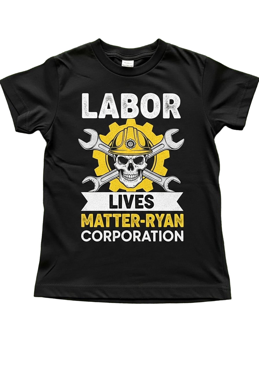 Ryan Corporation “Labor Lives Matter” Hard Hat Skull Graphic T-Shirt Black