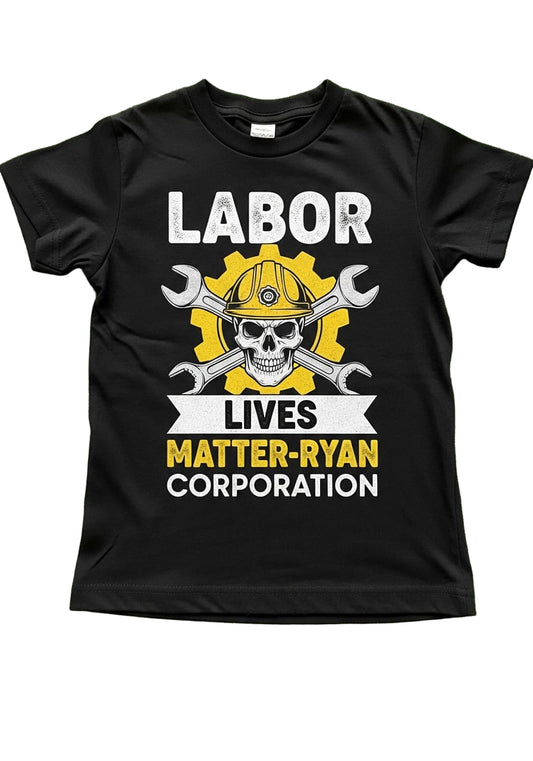 Ryan Corporation “Labor Lives Matter” Hard Hat Skull Graphic T-Shirt Black