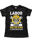 Ryan Corporation “Labor Lives Matter” Hard Hat Skull Graphic T-Shirt Black