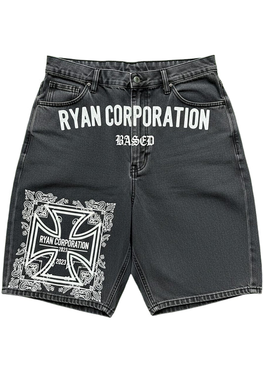 Washed Black "Based" Denim Shorts Ryan Corporation