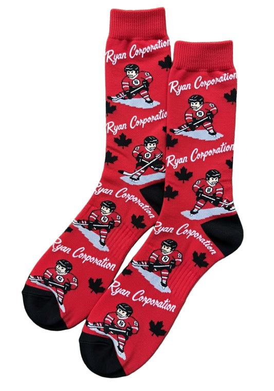 Red Hockey Cartoon Sock  Ryan Corporation