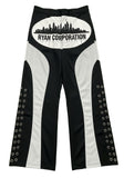Black Wide-Leg Trousers with City Skyline Graphic and Panel Detailing – Ryan Corporation