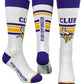 White, Purple & Gold Knee-High Socks with Viking Graphic