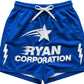 Blue Athletic Shorts with Star and Lightning Graphics – Ryan Corporation