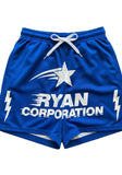 Blue Athletic Shorts with Star and Lightning Graphics – Ryan Corporation