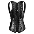 Handmade Real Leather Overbust Corset Vest  Gothic Waist Trainer with Zipper & Buckles