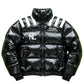 Glossy Black Puffer Jacket with RC Emblem