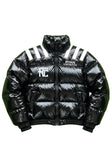 Glossy Black Puffer Jacket with RC Emblem