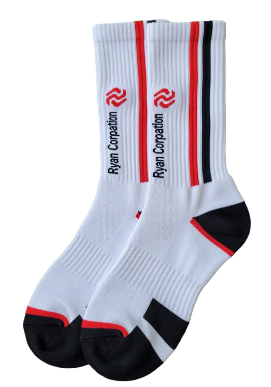 White Athletic Socks with Black & Red Accents  Ryan Corporation