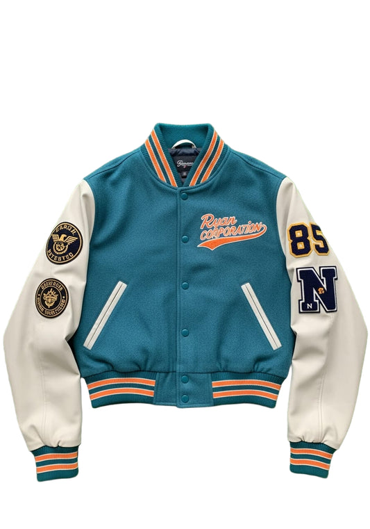 Teal & Cream Varsity Jacket  Ryan Corporation