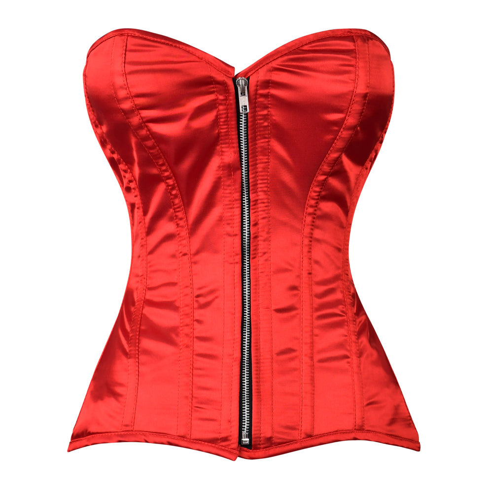 Red Satin Overbust Corset  Waist Training & Body Shaping Corset for Women