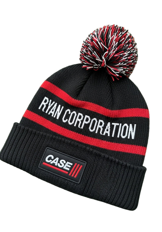 Ryan Corporation Black Pom-Pom Stripe Beanie