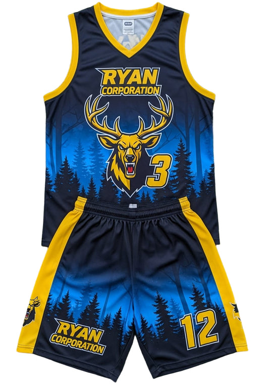 Ryan Corporation Bucks Dark Blue Basketball Uniform