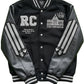 Black Varsity Jacket with Gray Accents & Embroidery