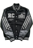 Black Varsity Jacket with Gray Accents & Embroidery