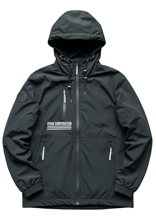 Black Full-Zip Hooded Windbreaker  Ryan Corporation