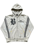 Distressed Off-White Zip Hoodie  Gothic "B" Branddept Vintage Style
