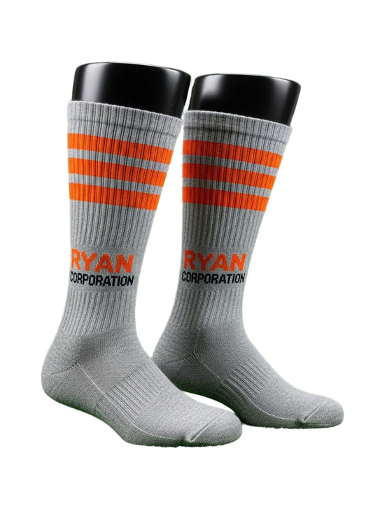 Gray Sports Sock with Orange Accents