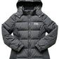 Black Quilted Puffer Jacket with Detachable Hood
