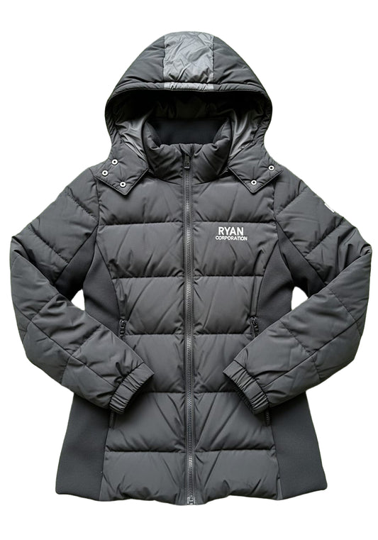 Black Quilted Puffer Jacket with Detachable Hood
