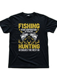 Fishing & Hunting Solves My Problems Graphic T-Shirt Black