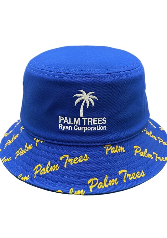 Ryan Corporation Royal Blue Palm Trees Bucket Hat