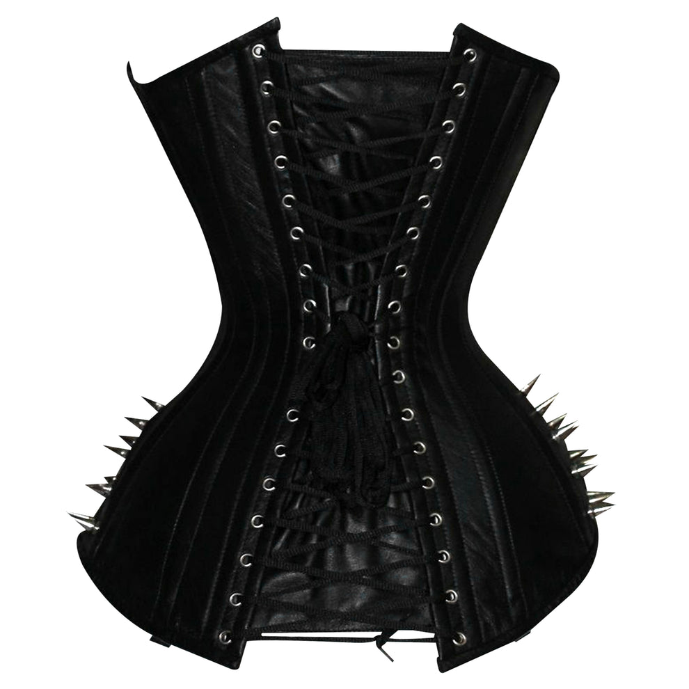 Handmade Real Leather Overbust Corset – Gothic Waist Shaper with Clasps & Buckles