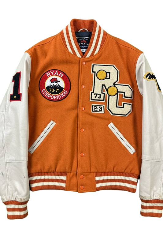Orange & Cream Vintage Varsity Jacket with RC Patch