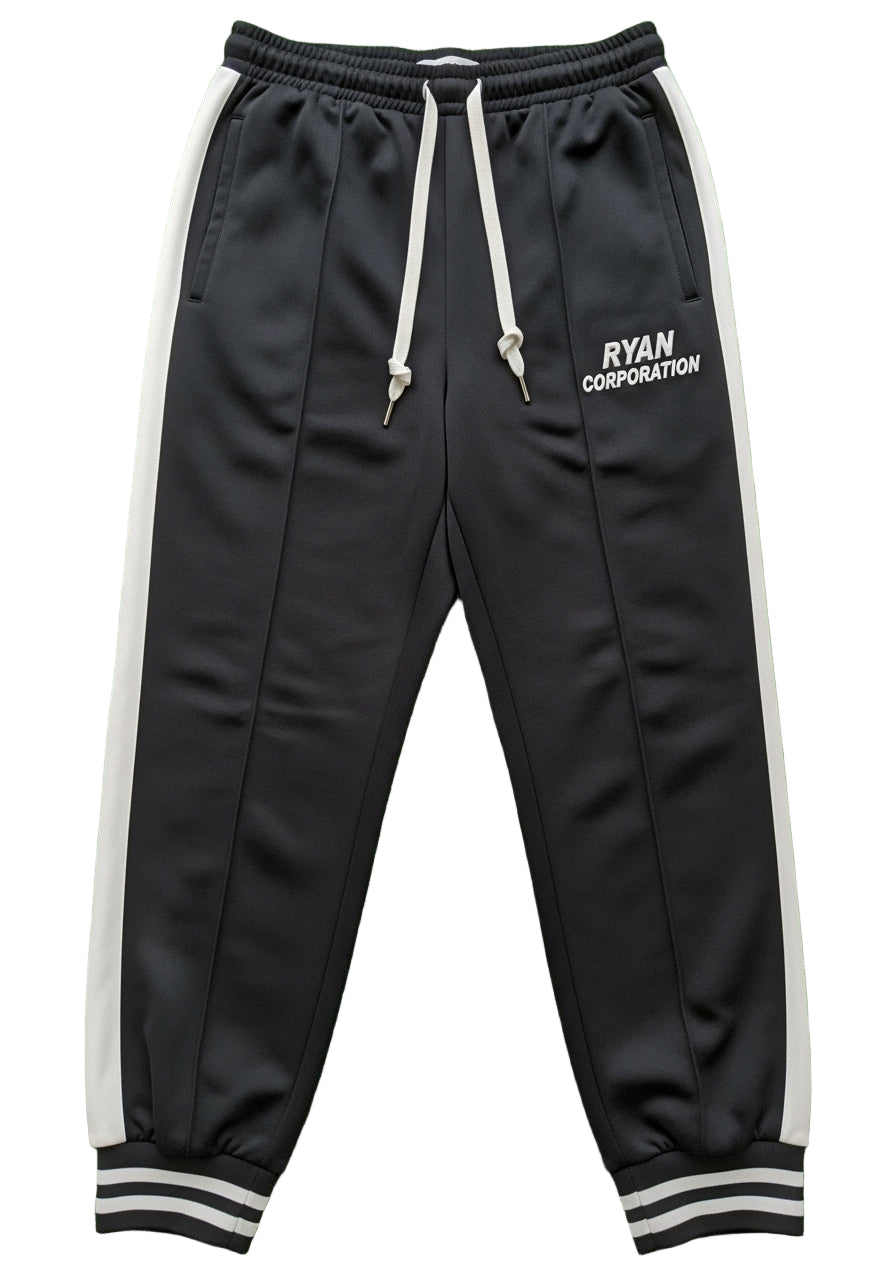 Black Track Pants with White Side Stripe