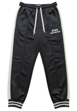 Black Track Pants with White Side Stripe