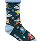 Dark Teal Ski Socks with Winter Bear Design