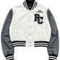 White & Charcoal Varsity Cropped Jacket  Ryan Corporation