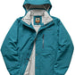 Teal Hooded Jacket with Multiple Zippered Pockets