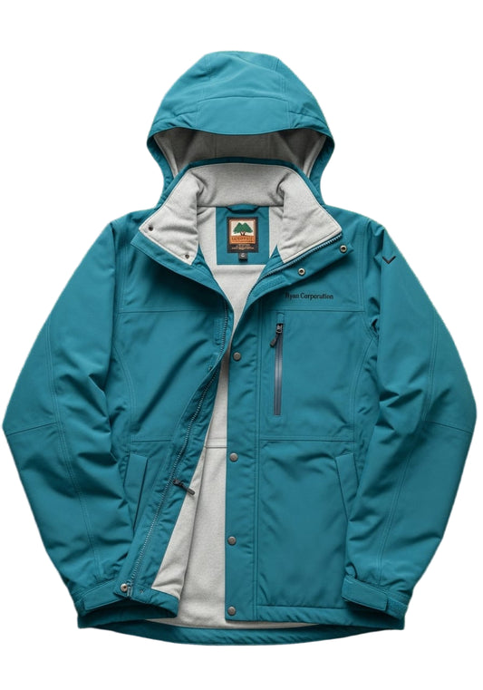 Teal Hooded Jacket with Multiple Zippered Pockets