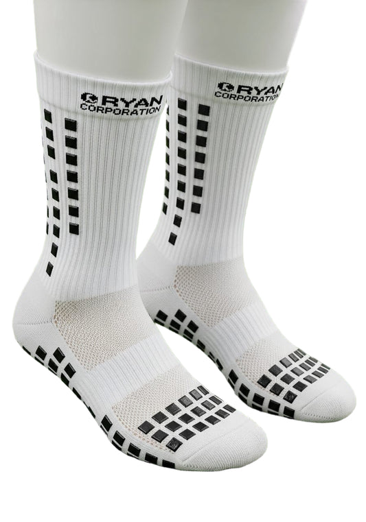 White Athletic Socks with Black Grip Sole