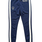 Dark Blue High-Waisted Athletic Leggings with White Stripe