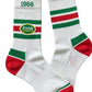 White Athletic Socks with Green & Red Accents