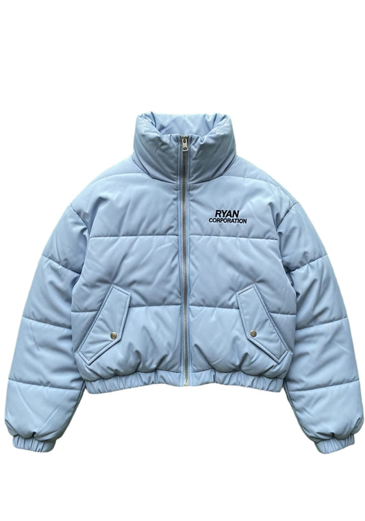 Light Blue Cropped Puffer Jacket
